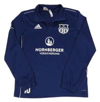 Tmavomodrá sportovní funkční mikina s nápisy a logem Adidas