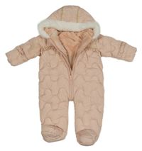 Růžová šusťáková zimní kombinéza s kapucí Matalan