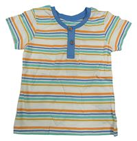 Smetanovo-barevné pruhované tričko s kapsou a knoflíky Matalan