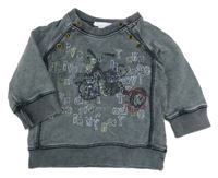 Šedá mikina s kolem a nápisy H&M