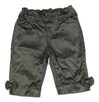 Khaki saténové crop kalhoty H&M