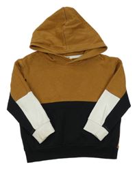 Béžovo-černo-bílá mikina s kapucí H&M