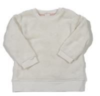 Smetanová plyšová mikina se srdíčky H&M