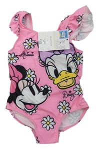 Nové - Růžové jednodílné plavky s Minnie a Daisy Disney