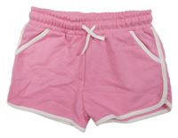 Růžové teplákové kraťasy s bílými lemy Primark
