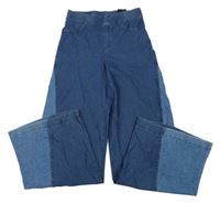 Tmavomodro-modré wide leg lehké rifle H&M
