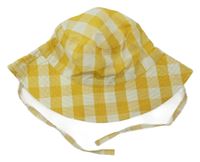 Hořčicovo-smetanový kostkovaný klobouk