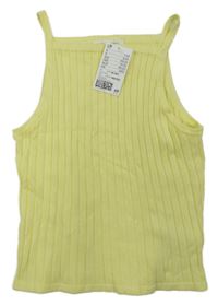 Nové - Žlutý úpletový žebrovaný crop top H&M