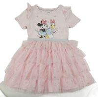 Světlerůžové šaty s Minnie a nařasenou tylovou sukní Primark