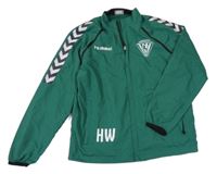 Zelená šusťáková sportovní bunda s potiskem a logem Hummel