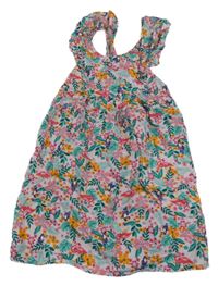 Růžové květované lehké šaty s tukany a plameňáky Primark