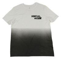 Bílo-antracitové ombré tričko s nápisem H&M