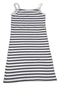 Bílo-černé pruhované žebrované elastické šaty H&M