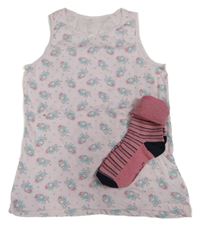 2set Růžová košilka s vílami + pruhované pomožky Primark