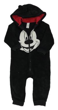 Černá chlupatá kombinéza s Mickeym a kapucí C&A