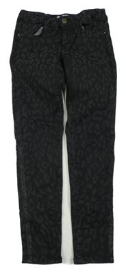 Černo-šedé vzorované skinny rifle s proužky Zara