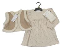 Nové - 3Set - Šaty s kytičkami + bolérko + punčocháče F&F