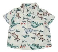 Bílé polo tričko s dinosaury Shein