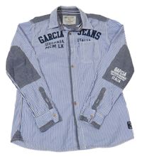 Modro-bílá pruhovaná košile s nápisem Garcia Jeans