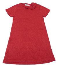 Červené třpytivé svetrové šaty s mašlí H&M