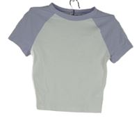 Dámské bílo-lila crop tričko H&M