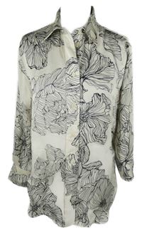 Dámská smetanovo-černá květovaná saténová halenka H&M