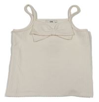 Smetanový strukturovaný crop top s mašlí C&A