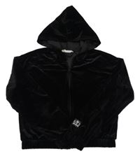 Černá sametová propínací crop mikina s kapucí H&M