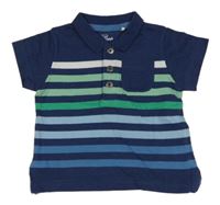 Tmavomodro-zelené pruhované polo tričko Topomini 