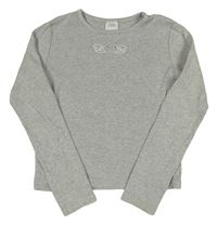 Šedé melírované žebrované crop triko s perforovaným srdcem Zara