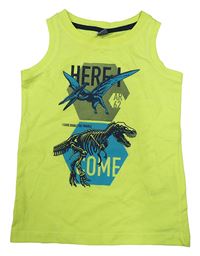Neonově žluté tílko s dinosaury Dopodopo