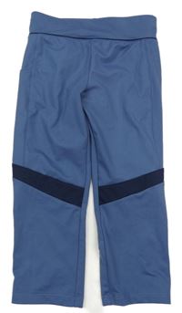 Šedomodro-tmavomodré sportovní crop legíny Decathlon