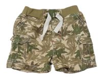 Béžovo-khaki plátěné cargo kraťasy s palmami M&Co.