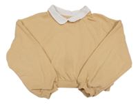Béžová crop mikina s límečkem H&M