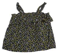 Černý halenkový květovaný top s volánky Primark