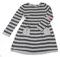 Šedo-tmavošedé pruhované svetrové šaty s kapsami H&M