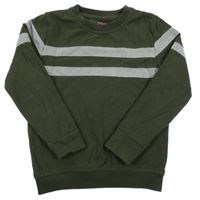 Khaki mikina s pruhy
