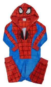 Červeno-modrá chlupatá kombinéza s kapucí - Spiderman C&A