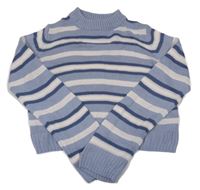 Modro-bílo-světlerůžový pruhovaný crop svetr H&M