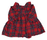Červeno-tmavomodré kostkované šaty s límečkem Primark