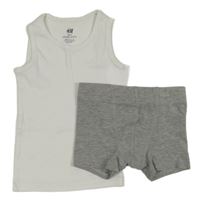 2set - šedé boxerky + bílý nátělník 