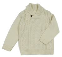 Smetanový vzorovaný svetr s límcem H&M