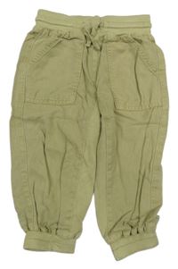 Khaki cuff kalhoty s úpletovým pasem RIVER ISLAND