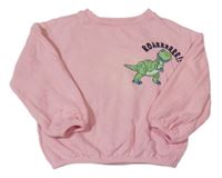 Světlerůžová oversize mikina s T-Rexem George