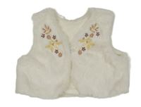 Bílé kožešinové podšité bolérko s květy a větvičkami George