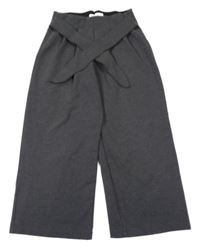 Tmavošedé vzorované úpletové culottes kalhoty s páskem Zara