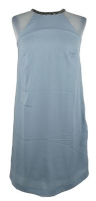 Dámské světlemodré šaty s korálkovým průkrčníkem H&M