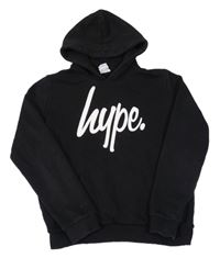 Černá mikina s nápisem a kapucí hype