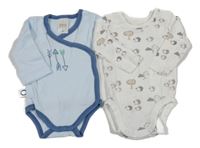 2x body - světlemodré s šípy + bílé s ježky 