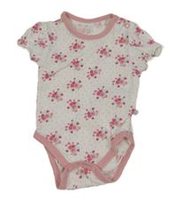 Bílo-starorůžové puntíkaté body s kytičkami Liegelind